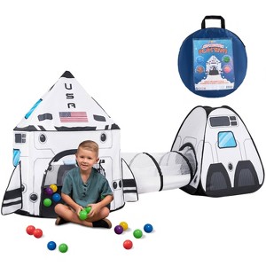 Joyfy Rocket Ship Play Tent Set for Child, Pop up Playhouse with Tunnel for Kids Pretend Play, Indoor Outdoor Fun, Birthday Gift for Boys Girls Age 3+ - 1 of 4