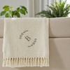 Personalization Mall Floral Wreath Embroidered Initial Afghan Throw Blanket - 2 of 4
