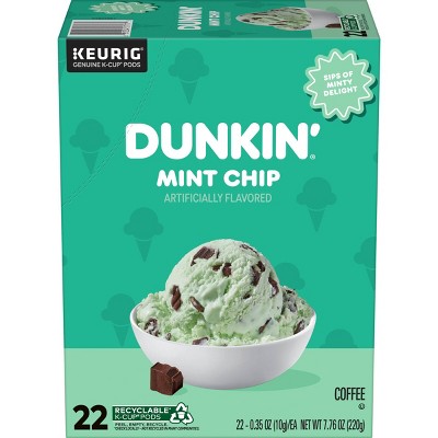 Dunkin' Mint Chip Flavored Dark Roast Keurig K-Cup Coffee Pods - 22ct