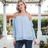 Anna-Kaci Women's Semi Sheer Boho Peasant Long Sleeve Off the Shoulder Top - image 2 of 4