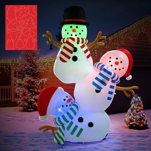 Paaaawaters 6FT Christmas Inflatable Outdoor Decoration, Snowman with Penguin - 1 of 4