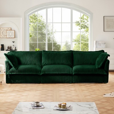 Slipcovered Sectional Sofa, 3 Seater Sofa with Removable Cover, Sofa with Suppleness Armrests, Corduroy Fabric Sectional Sofas-Cuddlewood