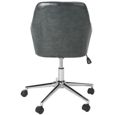 Cadence Dark Grey Faux Leather Swivel Office Chair with Chrome Base
