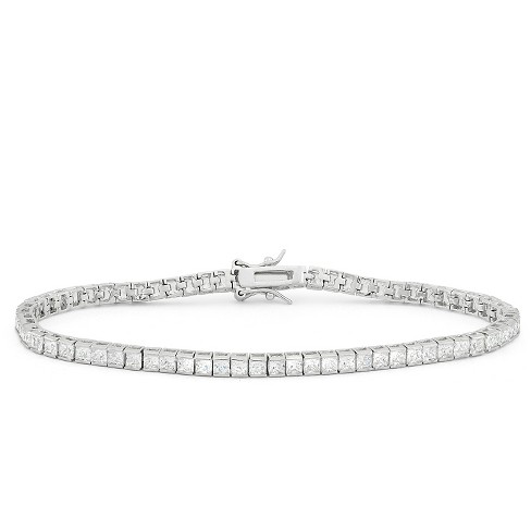 2.5mm Square-cut Cubic Zirconia Tennis Bracelet in Sterling Silver - image 1 of 2