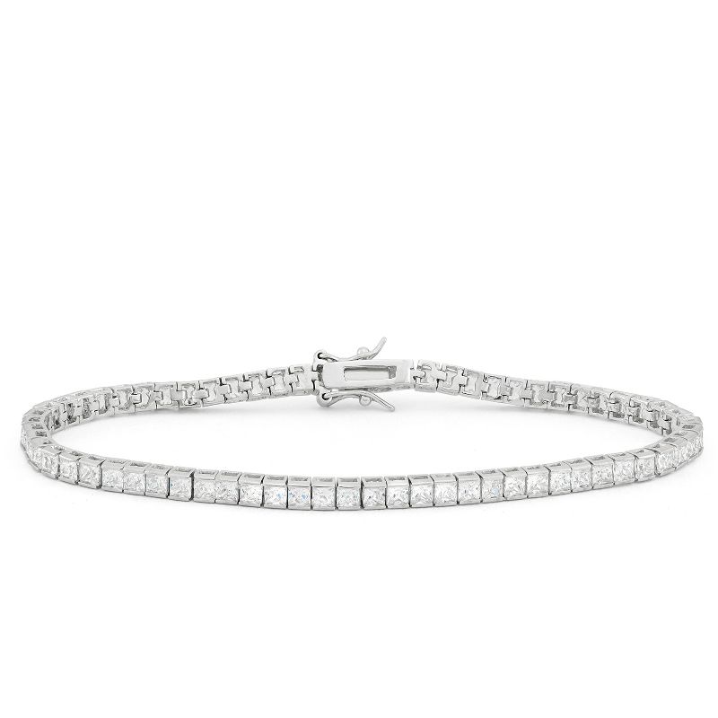 2.5mm Square-cut Cubic Zirconia Tennis Bracelet in Sterling Silver, 1 of 3