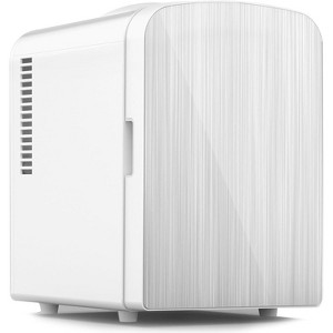 ZAFRO 4L Capacity/6 Cans Compact Refrigerator, Portable Mini Fridge,for Bedroom, Car/Office/Dorm,Brushed Stainless Steel Door - 1 of 4