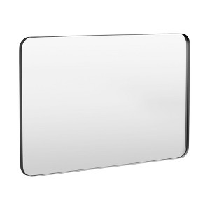 Tempered Glass Rounded Rectangle Framed Wall-Mounted Bathroom Vanity Mirror - 1 of 1
