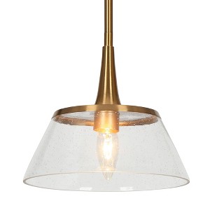 LNC Quoridan Polished Gold Pendant Lights Seeded Glass Linear LED Kitchen Island Light - 1 of 4