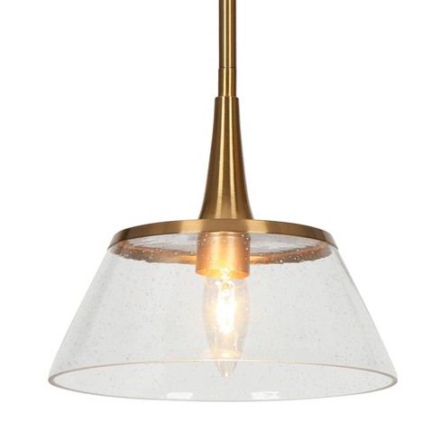 LNC Quoridan Polished Gold Pendant Lights Seeded Glass Linear LED Kitchen Island Light - image 1 of 4