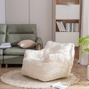 Soft Teddy Fabric Tufted Foam Bean Bag Chair With Teddy Fabric Ivory White - 2 of 4