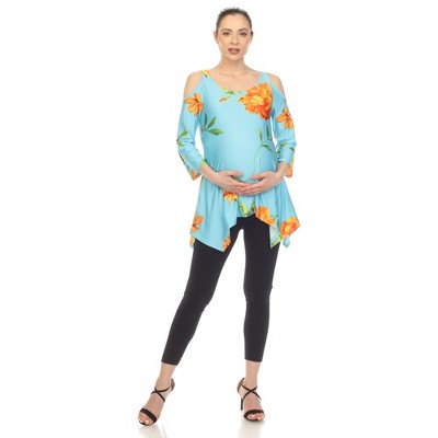 Maternity Floral Printed Cold Shoulder Tunic