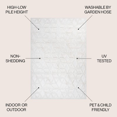 Moorish Elegance Ivory Geometric 3x5 Synthetic Area Rug