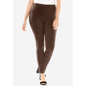 Roaman's Women's Plus Size Faux Suede Legging - 1 of 4