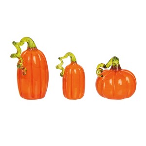 Transpac Glass 1.46 in. Orange Harvest Pumpkins Set of 3 - 1 of 3
