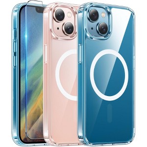 BONGEEK for iPhone 13 Phone Case: Clear Phone Case Magnetic Military Grade Drop Protection Anti Yellowing Cell Phone Cover - Rugged (Clear) - 1 of 4