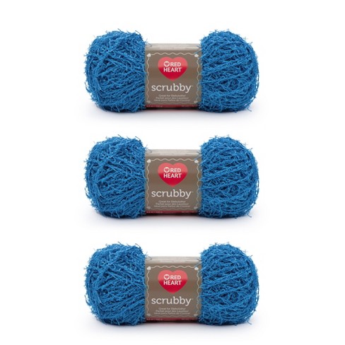 Red Heart Scrubby Ocean Yarn - 3 Pack of 100g/3.5oz - Polyester - 4 Medium  (Worsted) - 92 Yards - Knitting/Crochet