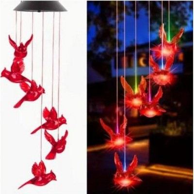 1PC Outdoor Solar Flaming Bird Wind Chime Lights, Outdoor Decorative Colorful Solar Wind Chimes
