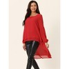 Seta T Women's Lantern Long Sleeve Round Neck High Low Irregular Hem Casual Blouse - 2 of 4