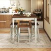 Tangkula 5PCS Dining Table Set w/ 4 Saddle Stools Acacia Wood Legs Modern Furniture Set - 3 of 4