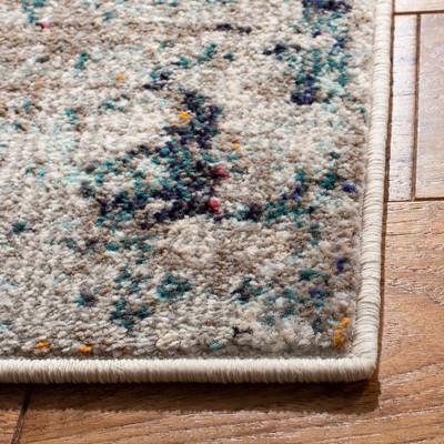 4' Square Gray and Beige Synthetic Abstract Area Rug