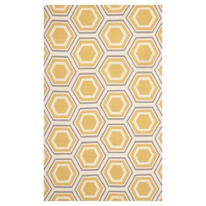 Ivory/Yellow Abstract Woven Area Rug - (5