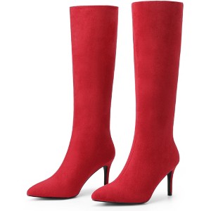 BLISSFUL STEP Classic Pointed Toe Stiletto Heel Knee High Boots for Women - 1 of 4