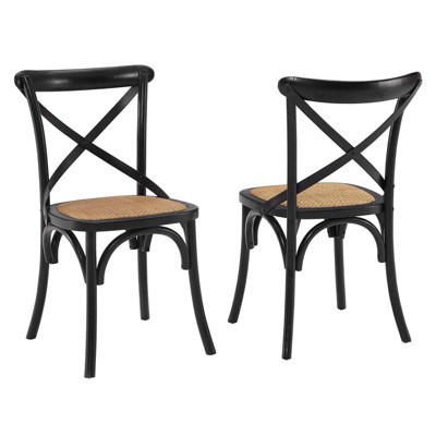 Rustic Charm Black Elm Wood Cross Back Side Chair