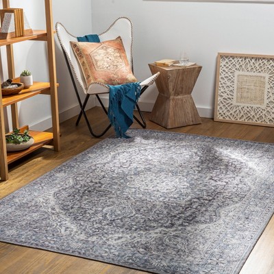 Colin Light Blue Chenille 6'7"x9' Easy-Care Rectangular Rug