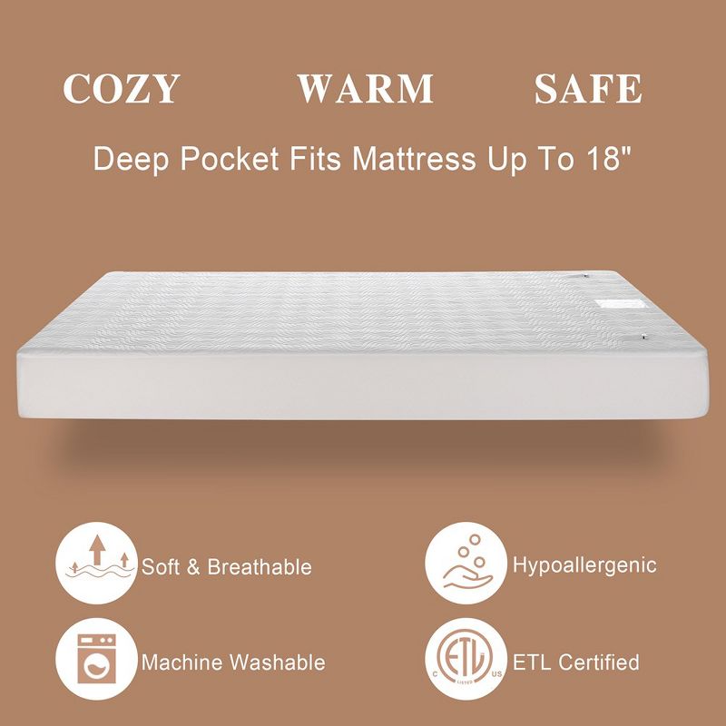 Whizmax Heated Mattress Pad, 5 Heat Settings Electric Mattress Pad with 10-Hour Auto Shut-Off, 3 of 6