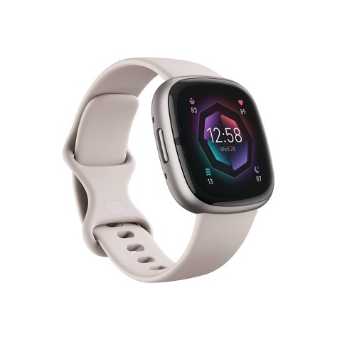 Fitbit Sense 2 Smartwatch - Platinum Aluminum with Lunar White Band