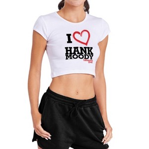 Women's Californication I Heart Hank Moody Cap Sleeve Baby Rib Crop Top White Medium - 1 of 4