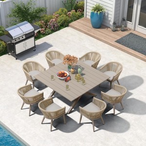 PURPLE LEAF Outdoor Dining Set with Patio Aluminium Dining Table and Wicker Rattan Chairs Modern Furniture Cushions Sets for Backyard - 1 of 4