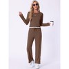 cheibear Women's Long Sleeve Crewneck Drawstring Elastic Waistband Lounge Sets with Pockets - 2 of 4
