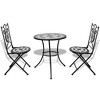 vidaXL 3 Piece Bistro Set Ceramic Tile Black and White - 2 of 4