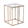 Nicholas Contemporary End Table with Glass Top Champagne - Aiden Lane: Metal Frame, Square Shape, Fixed Shelf - image 3 of 4