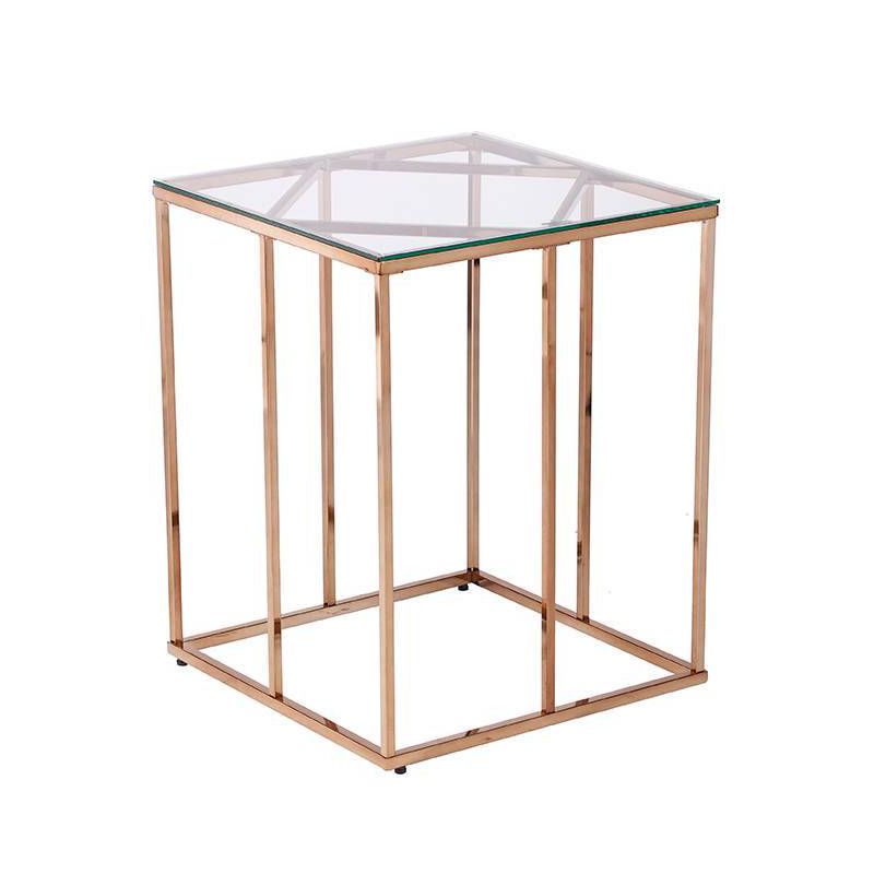 Nicholas Contemporary End Table with Glass Top Champagne - Aiden Lane, 4 of 7