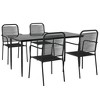 vidaXL Dining Set Black Steel Medium Durable Garden Dining Set - 63" Table Length 4 - 3 of 4