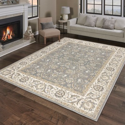 Traditional high quality Minerva Gray Multiflower Rug, 5'x7'