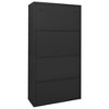 vidaXL Steel Office Cabinet with Tempered Glass and Sliding Doors, 35.4"x15.7"x70.9", 3 Adjustable Shelves, Lockable, Anthracite - 4 of 4