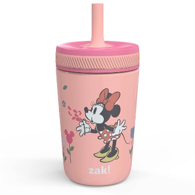 Zak Designs 12 fl oz Stainless Steel Vacuum Insulated Kelso Minnie Mouse Straw Tumbler: Kids Sippy Cup, Toddler Drinkware