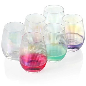 Slickblue Timeless Iridescent Wine Glasses Set - 17oz, 4/6 Pieces, Unique Gift Idea - 1 of 4