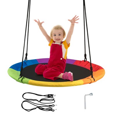 Costway 40'' Flying Saucer Tree Swing Indoor Outdoor Play Set Swing for Kids colorful