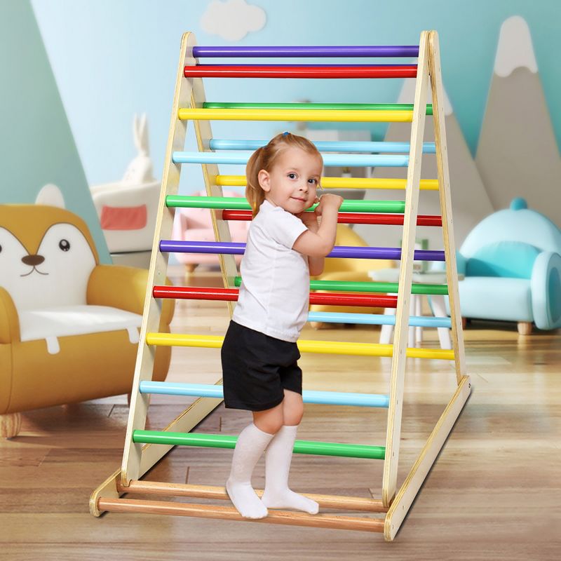 Costway Foldable Wooden Climbing Triangle Indoor Climber w/Ladder for Baby Toddler, 3 of 12