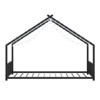 Vynxaria Twin Size Kids Bed Frame Roof Shaped Iron Frame Safer Floor Bed Black - 3 of 4