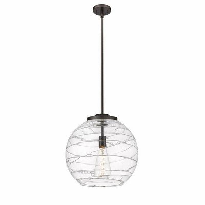 Athens Deco Swirl - 1 Light Pendant In Industrial Style-17.13 Inches Tall and 15.75 Inches Wide