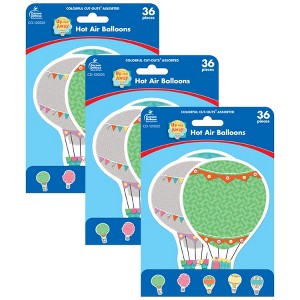 Carson Dellosa Education Up and Away Hot Air Balloons Cut-Outs, 36 Per Pack, 3 Packs - 1 of 4