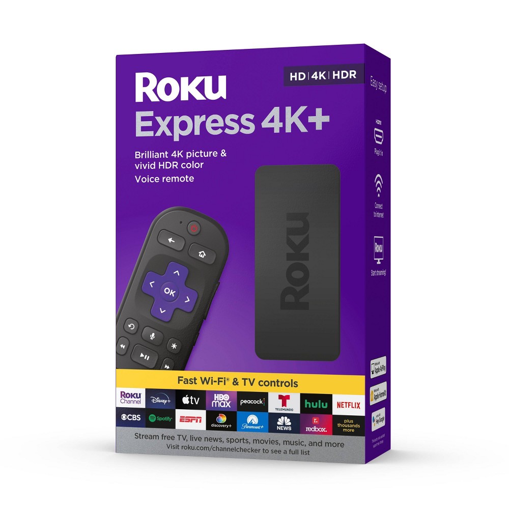 Photos - Media Player Roku Express 4K+ | Streaming Player HD/4K/HDR with  Voice Remote with 