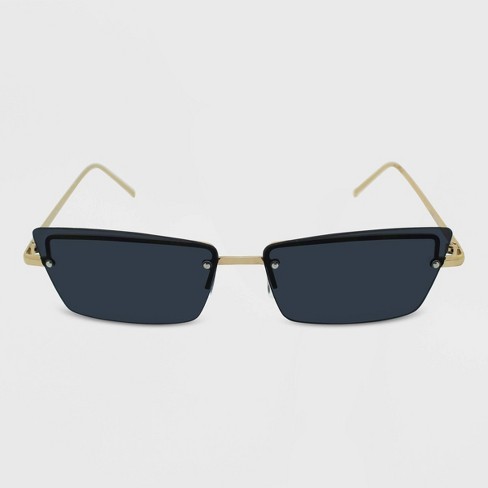 Women's Narrow Rimless Rectangle Cateye Sunglasses - Wild Fable™ Gold :  Target