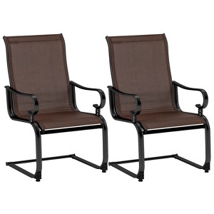 Costway Set of 2 Patio Chairs C-Spring Motion Chairs with Quick-drying & Breathable Fabric - 1 of 4