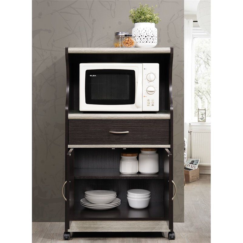 Microwave Kitchen Cart in Chocolate Gray - Hodedah, 5 of 8